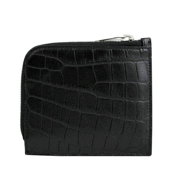 Saint Laurent Men's Imprint Black Leather Crocodile Card Case - Picture 4 of 9